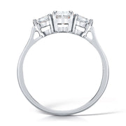 Three Stone Oval And Round Brilliant Cut Diamond Trilogy Ring.