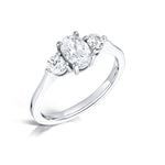Load image into Gallery viewer, Three Stone Oval And Round Brilliant Cut Diamond Trilogy Ring.
