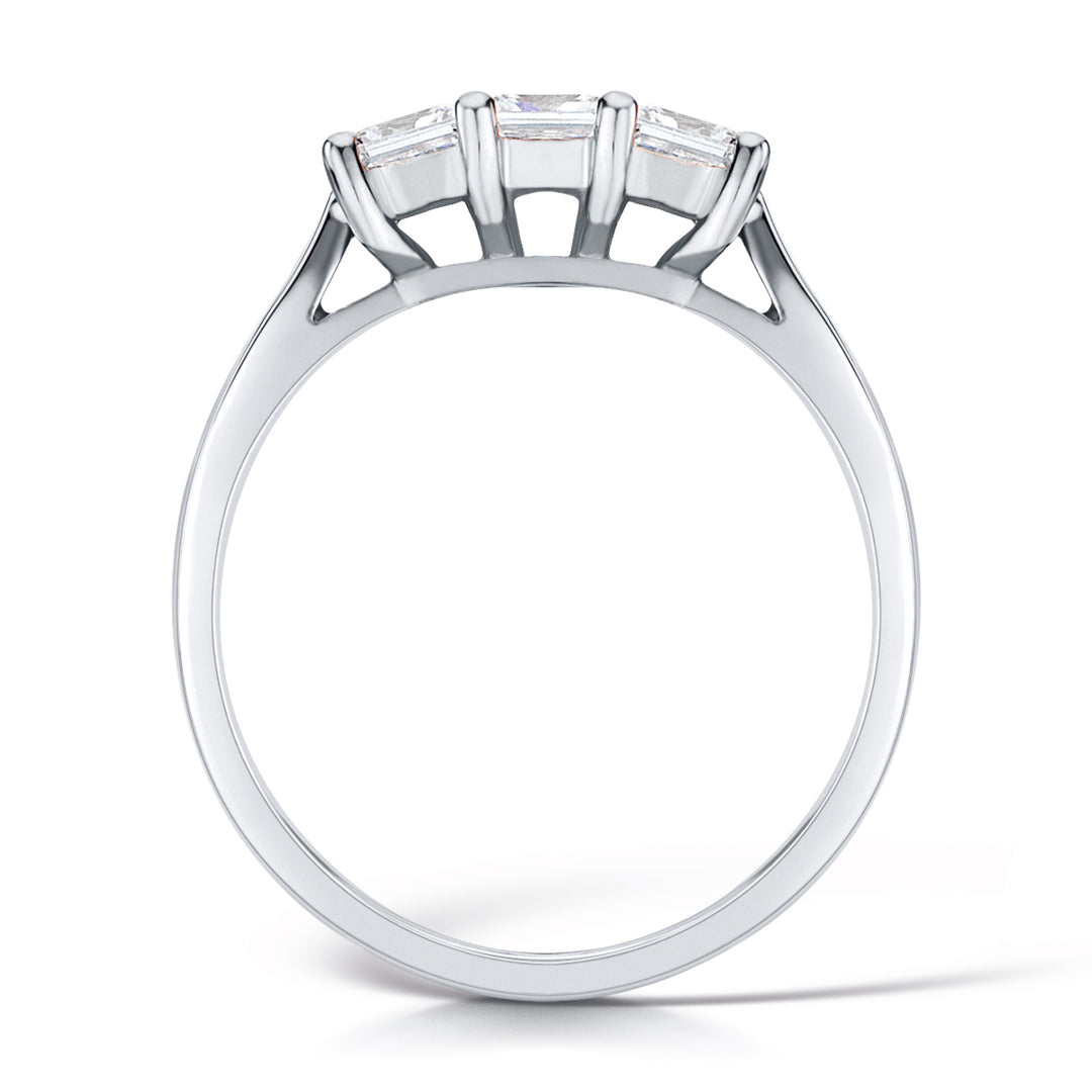 Three Stone Princess Cut Diamond Trilogy Ring