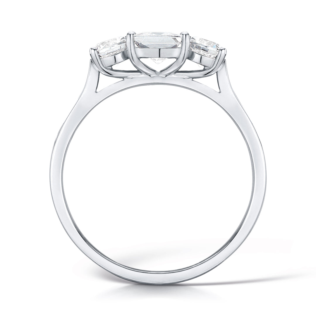 Three Stone Princess Cut And Round Brilliant Diamond Trilogy Ring