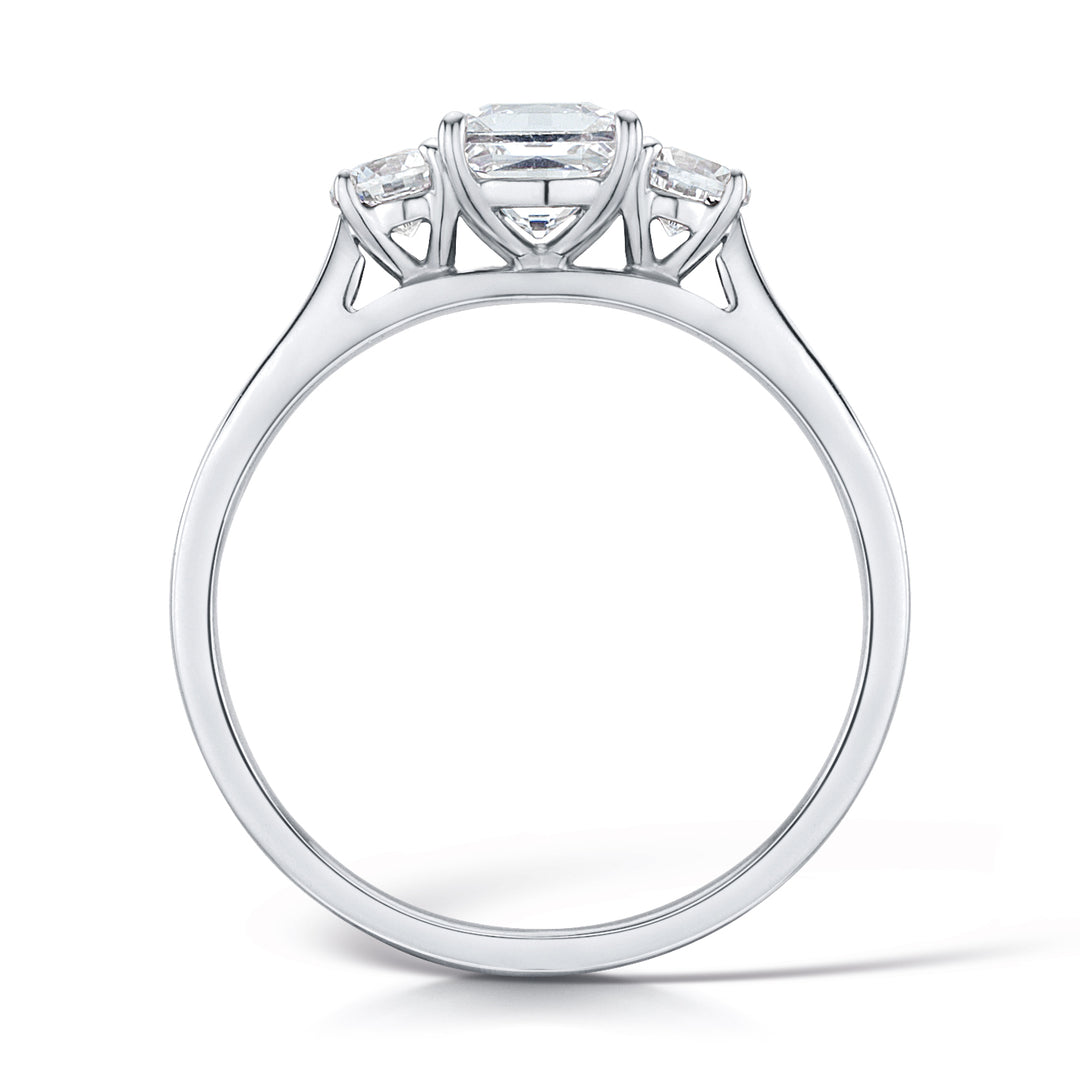 Three Stone Princess Cut And Round Brilliant Diamond Trilogy Ring