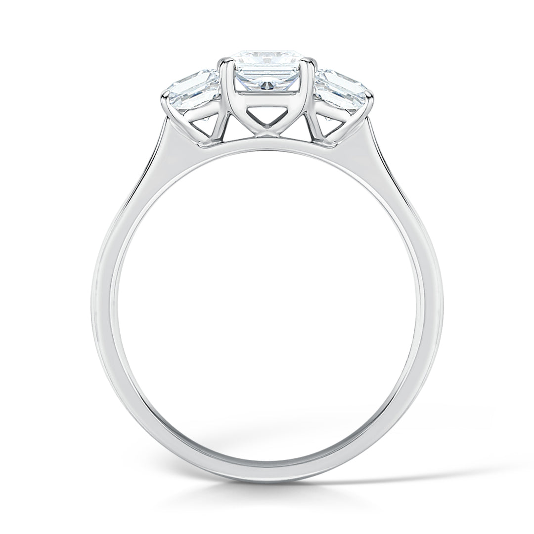 Three Stone Princess Cut Diamond Trilogy Ring