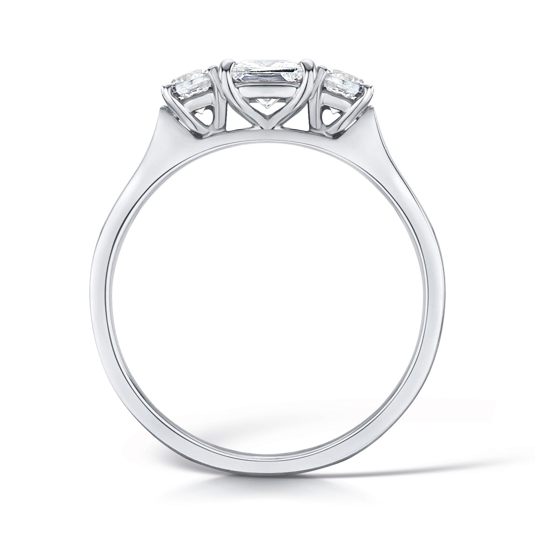 Three Stone Princess Cut And Round Brilliant Trilogy Diamond Ring