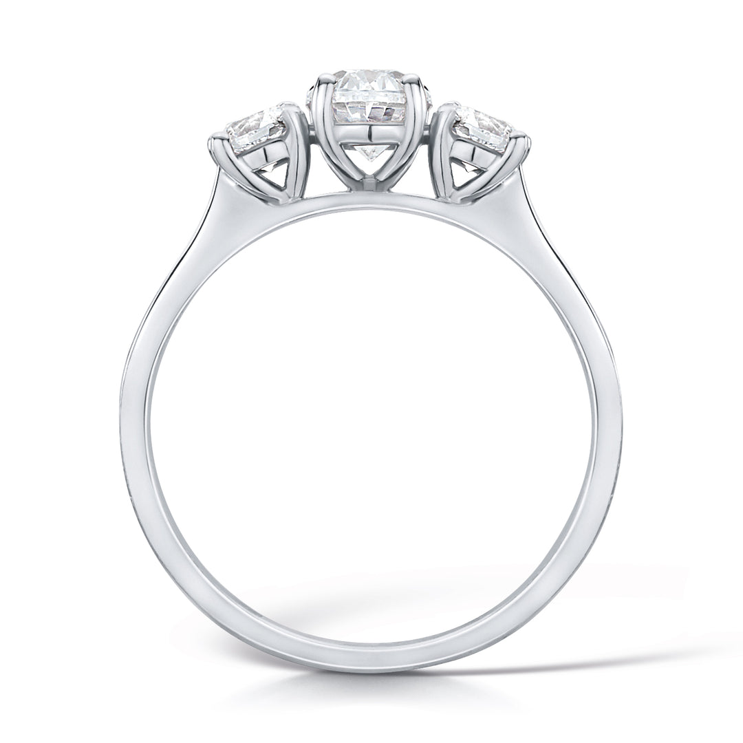 Three Stone Oval And Round Brilliant Cut Diamond Trilogy Ring