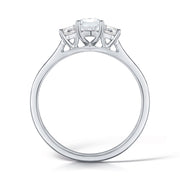 Three Stone Emerald Cut And Round Brilliant Diamond Ring