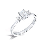 Load image into Gallery viewer, Three Stone Emerald Cut And Round Brilliant Diamond Ring