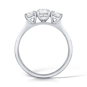Three Stone Oval And Round Brilliant Diamond Ring