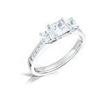 Load image into Gallery viewer, Three Stone Princess Cut Diamond Ring With Channel Set Diamond Shoulders