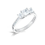 Load image into Gallery viewer, Three Stone Princess Cut Diamond Ring With Channel Set Diamond Shoulders
