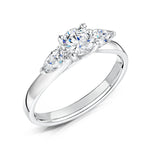 Load image into Gallery viewer, Three Stone Round Brilliant And Pear Shape Diamond Ring
