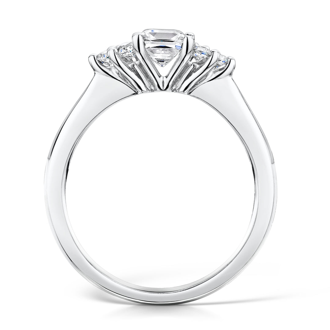 Seven Stone Princess And Round Brilliant Cut Diamond Ring