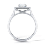 Load image into Gallery viewer, Emerald Cut Diamond Ring In A Grain Set Halo Design