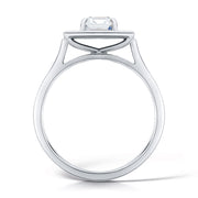 Emerald Cut Diamond Ring In A Grain Set Halo Design