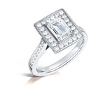 Load image into Gallery viewer, Emerald Cut Diamond Ring In A Grain Set Halo Design
