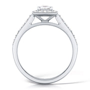 Princess Cut Diamond Ring In A Grain Set Halo Design