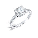 Load image into Gallery viewer, Princess Cut Diamond Ring In A Grain Set Halo Design
