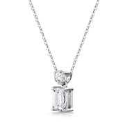 Emerald Cut Diamond Pendant with small Round Diamond