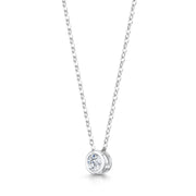 Round Brilliant Rubover Set Diamond Pendant High Set