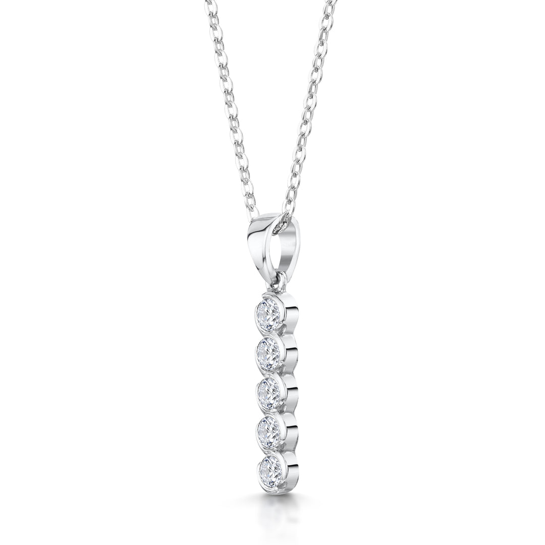 Five Stone Round Diamond Drop Pendant