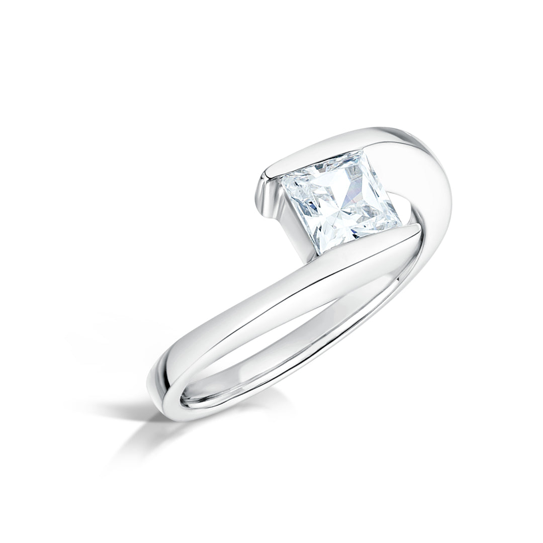 Princess Cut Tension Set Diamond Ring