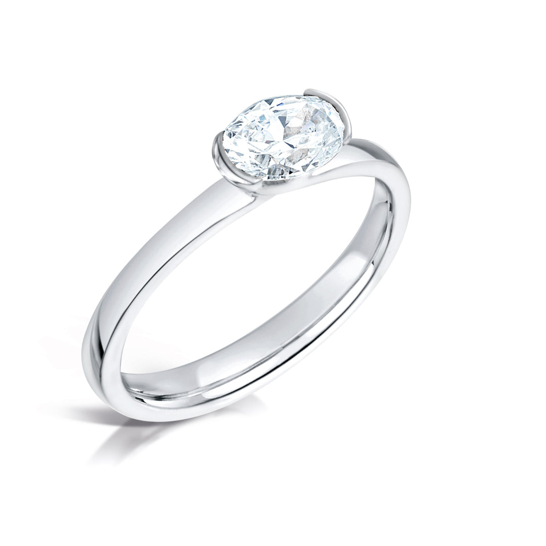 Oval Cut Semi Rubover Diamond Ring