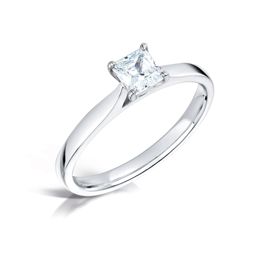 Princess Cut 4 Claw Solitaire Diamond Ring
