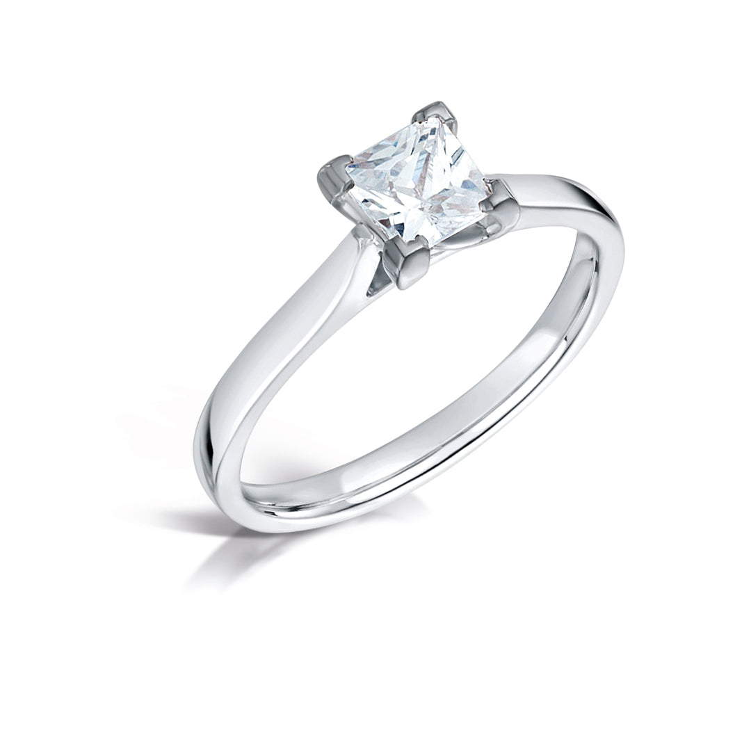 Princess Cut 4 Claw Solitaire Diamond Ring