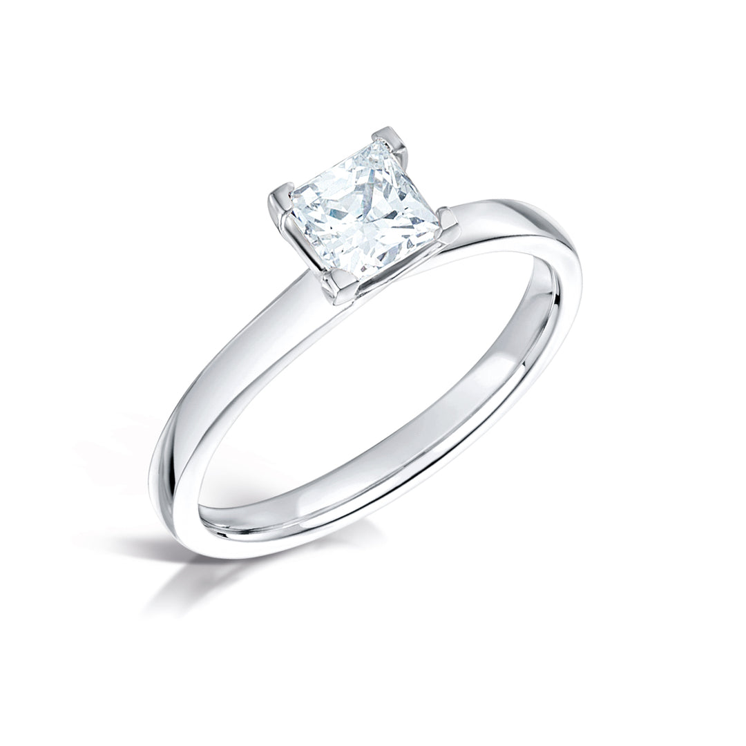 Princess Cut 4 Claw Solitaire Diamond Ring