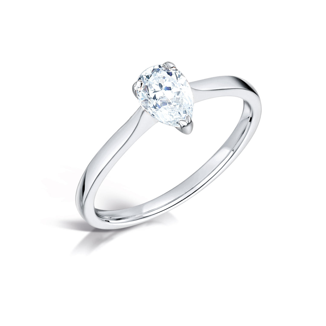 Pear Shape 3 Claw Solitaire Diamond Ring