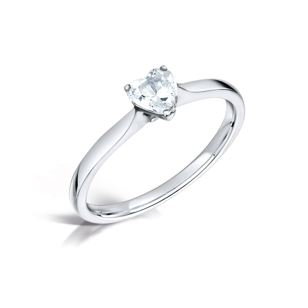 Heart Shape 3 Claw Solitaire Diamond Ring