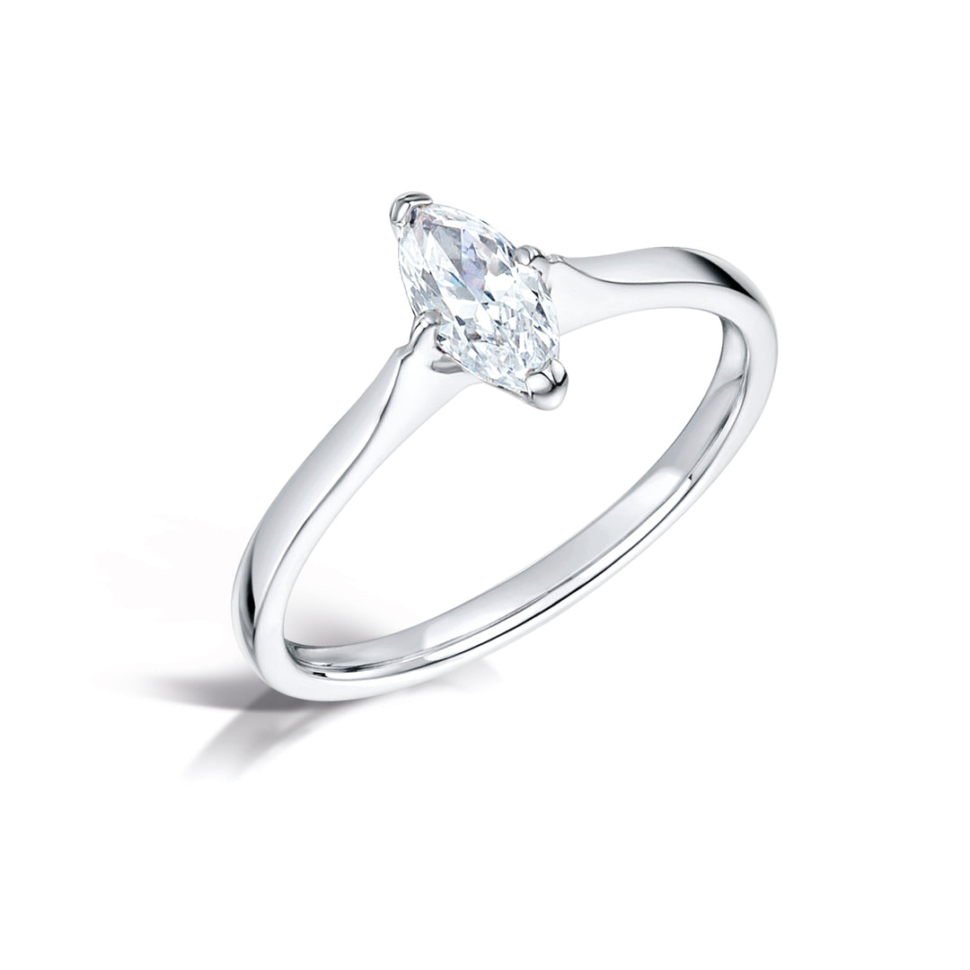 Marquise 2 Claw Solitaire Diamond Ring