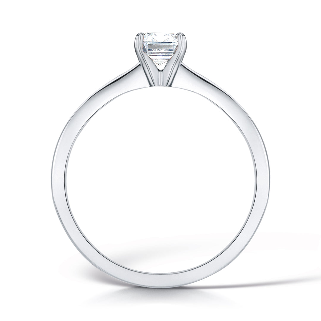 Emerald Cut 4 Claw Solitaire Diamond Ring