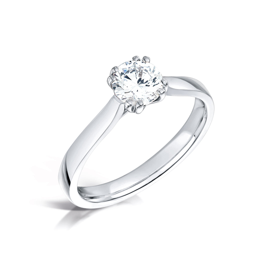 Round Brilliant  8 Claw Solitaire Diamond Ring