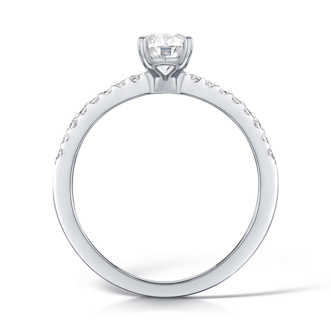 1ct Oval Diamond ring with shoulder diamonds