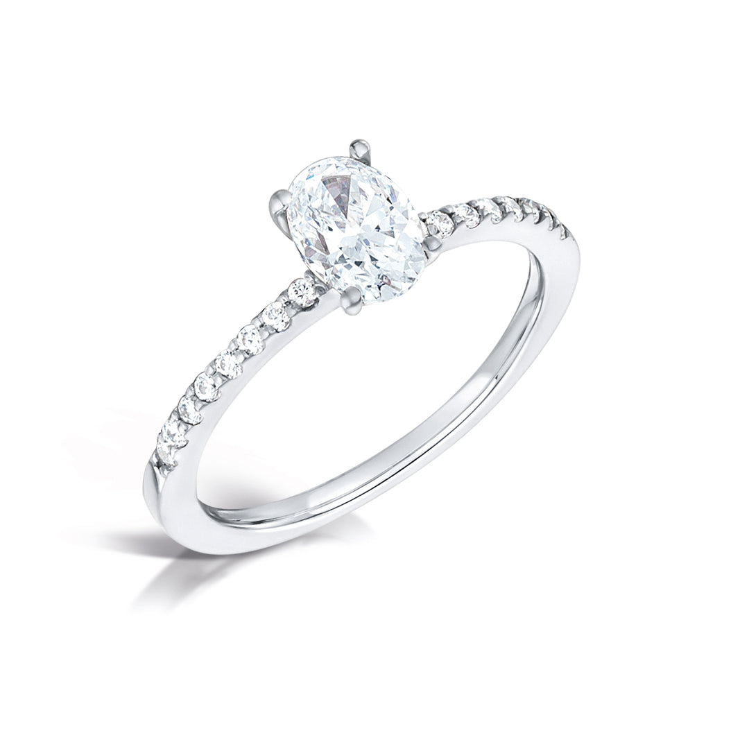 1ct Oval Diamond ring with shoulder diamonds