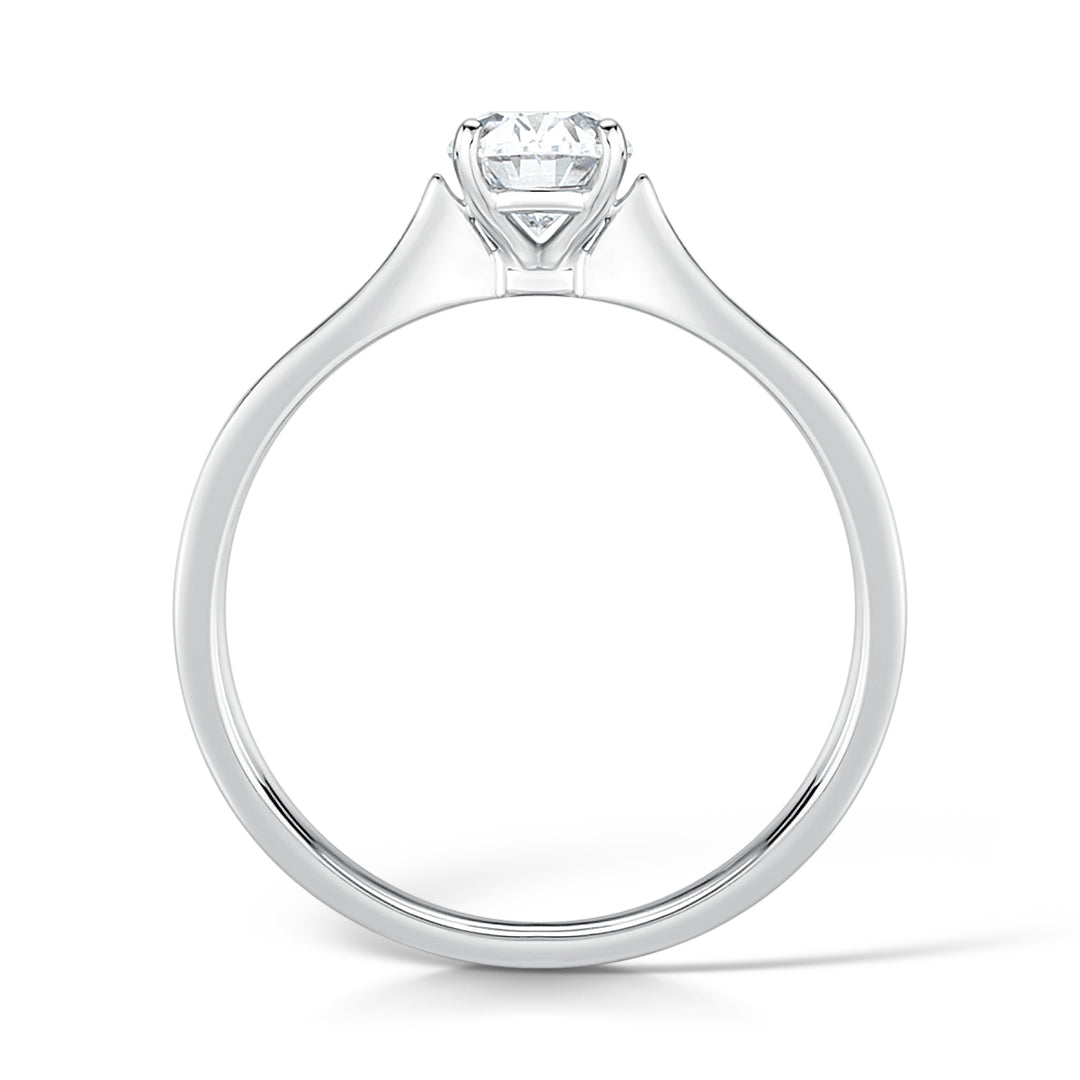 Oval Cut 4 Claw Diamond Ring With Grain Set Shoulders