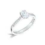 Load image into Gallery viewer, Oval Cut 4 Claw Diamond Ring With Grain Set Shoulders
