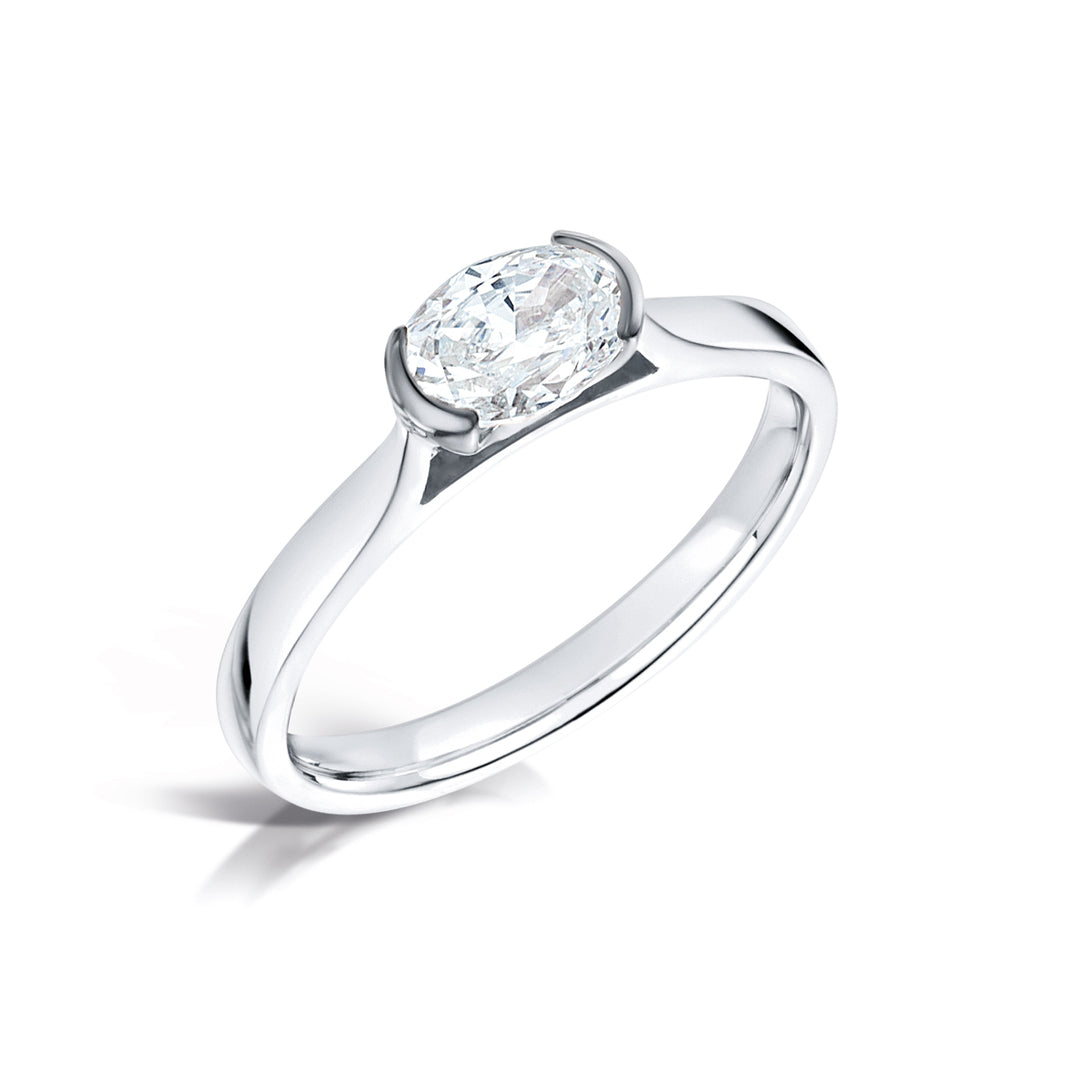 Oval Cut 2 Claw Solitaire Diamond Ring