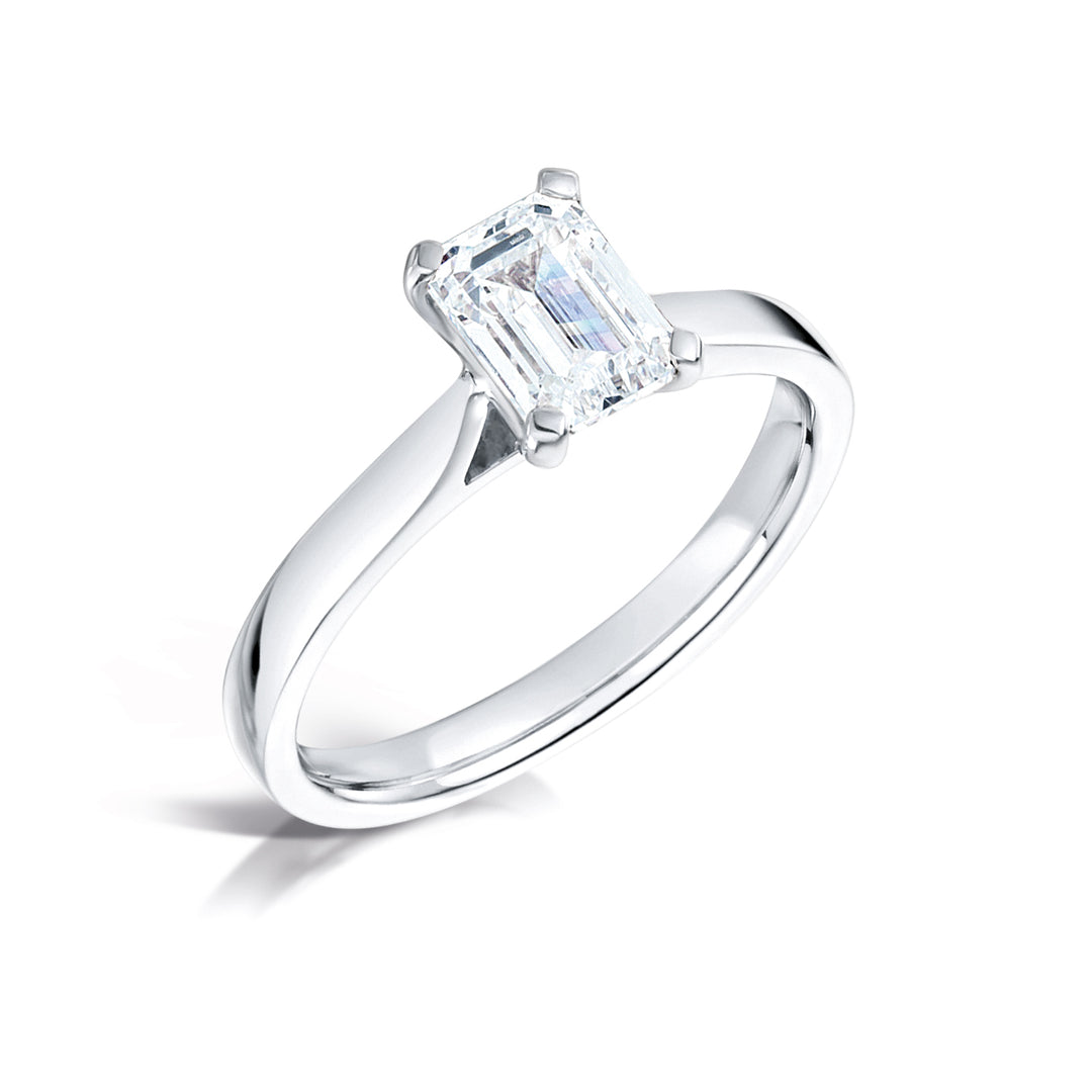 Emerald Cut 4 Claw Solitaire Diamond Ring 1ct Centre Diamond