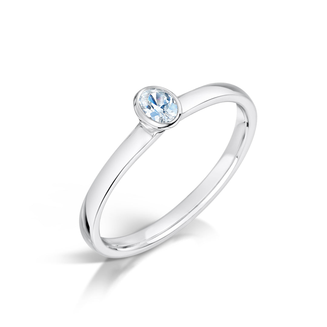 Oval Cut Rubover Diamond Ring