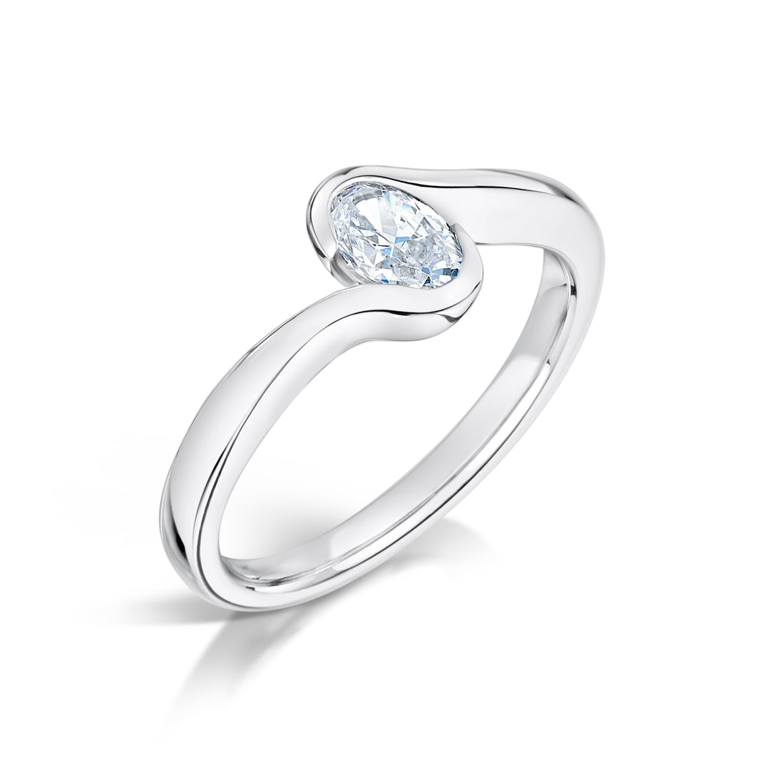 Oval Cut Rubover Diamond Ring