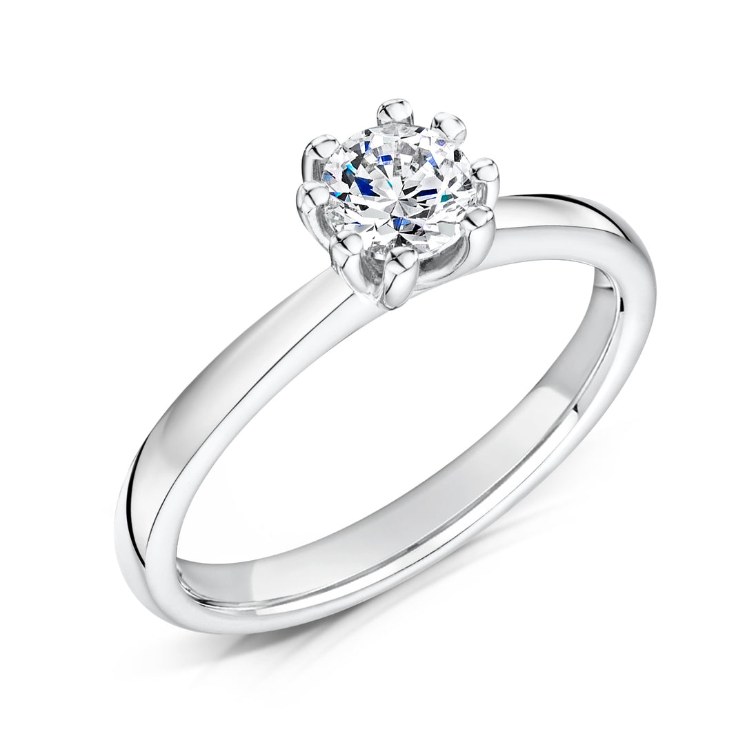 Round Brilliant 8 Claw Solitaire Diamond Ring