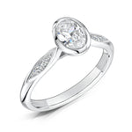 Load image into Gallery viewer, Oval Cut Rubover Diamond Ring With Grain Set Shoulders