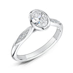 Load image into Gallery viewer, Oval Cut Rubover Diamond Ring With Grain Set Shoulders
