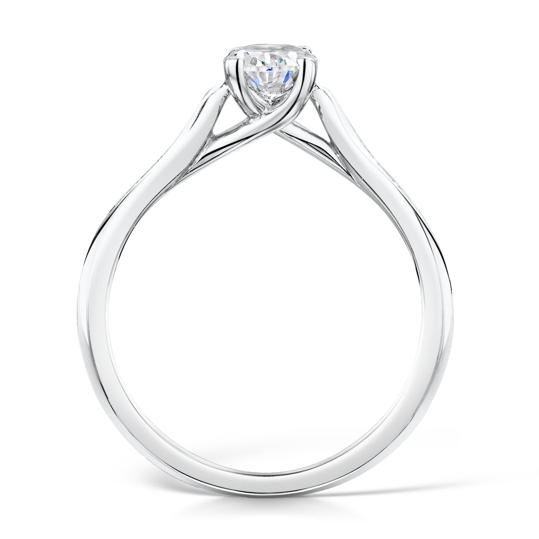 Oval Cut 4 Claw Diamond Ring With Grain Set Shoulders