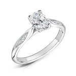 Load image into Gallery viewer, Oval Cut 4 Claw Diamond Ring With Grain Set Shoulders