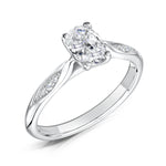 Load image into Gallery viewer, Oval Cut 4 Claw Diamond Ring With Grain Set Shoulders
