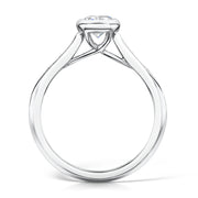 Oval Cut Rubover Diamond Ring With Grain Set Shoulders